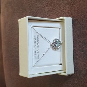 Sterling silver sim aquamarine heart necklace